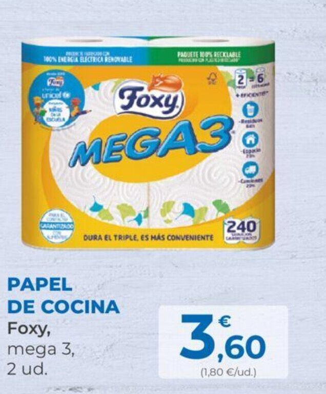 SPAR PAPEL DE COCINA Foxy, mega 3, oferta