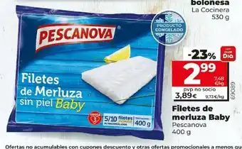 Dia Pescanova Filetes de merluza Baby 400g oferta