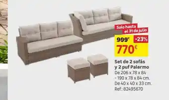 Leroy Merlin Set de 2 sofás y 2 puf palermo oferta