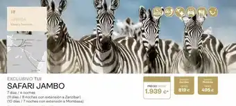 Viajes El Corte Inglés 38 áfrica kenia y tanzania exclusivo tui safari jambo 7 días / 4 noches (11 días / 8 noches con extensión a zanzibar) (1 oferta