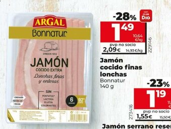Dia Jamón cocido Finas lonchas 140g oferta