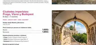 Viajes El Corte Inglés Ciudades imperiales: praga, viena y budapest 8 días. 7 noches praga - karlovy vary - viena - budapest salidas desde madrid oferta