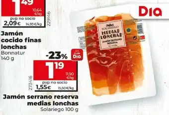 Dia Jamón serrano reserva medias lonchas 100g oferta