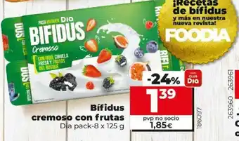 Dia Bifidus cremoso con frutas 8 x 125g oferta