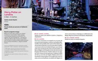 Viajes El Corte Inglés Harry potter en londres 3 días. 2 noches salidas desde españa diarias 420€ precios desde por persona en habitación doble. oferta