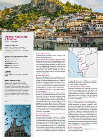 Viajes El Corte Inglés Albania, naturaleza y tradición 8 días. 7 noches salidas desde españa maya: 12, 26-junio: 9, 23-julia: 14,21 -agosto: 4, 1 oferta