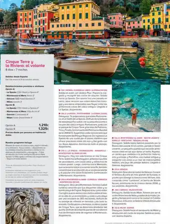 Viajes El Corte Inglés Cinque terre y la riviera: al volante 8 días. 7 noches salidas desde españa del 1 de enero al 31 de octubre: diarias. est oferta