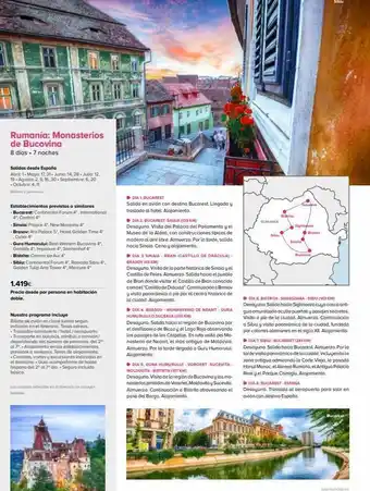 Viajes El Corte Inglés Rumanía: monasterios de bucovina 8 días. 7 noches salidas desde españa abril: 1. mayo: 17, 31-junio: 14, 28-julia: 12, 19- oferta