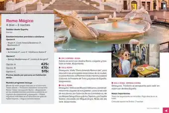 Viajes El Corte Inglés Roma mágica 4 días. 3 noches salidas desde españa diarias. establecimientos previstos o similares opcion a -regia 3, cros oferta