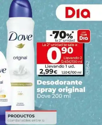 Dia Dove Desodorante spray original 200ml oferta