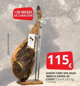 Supermercados MAS JAMÓN CEBO 50% RAZA IBÉRICA SIERRA DE CODEX oferta