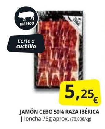 Supermercados MAS JAMÓN CEBO 50% RAZA IBÉRICA oferta