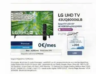 Movistar Smart tv real ocesadorkante aná v¹ gen compatible com hord pro/hg/ngg a&forecloud) lg uhd ait premium avanzada base 4,50€ oferta