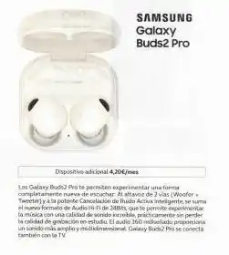 Movistar 13 samsung galaxy buds2 pro dispositivo adicional 4,20€/mes los galaxy buds2 pro te permiten experimentar una forma comp oferta