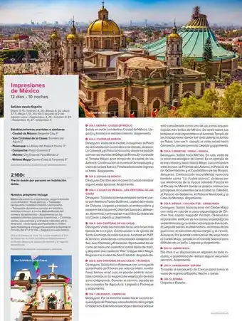 Impresiones de méxico 12 días. 10 noches salidas desde españa enero: 9, 13-febrero: 6, 20-marzo: 6, 20-abril: 3,17 mayo: 1
