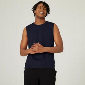 Decathlon Camiseta sin mangas fitness 500 hombre azul marino extensible oferta