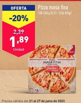 ALDI Pizza masa fina oferta