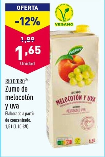 ALDI RIO D'OROⓇ Zumo de melocotón y uva oferta