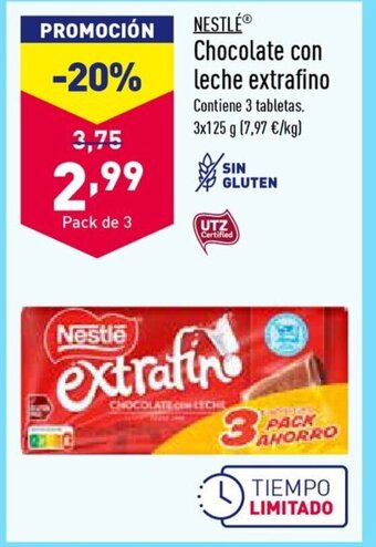 ALDI NESTLÉⓇ Chocolate con leche extrafino oferta