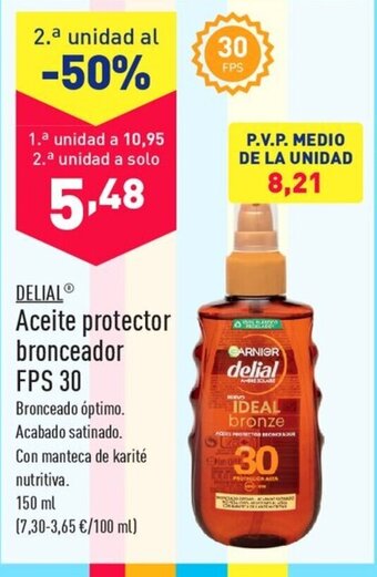 ALDI DELIALⓇ Aceite protector bronceador FPS 30 oferta
