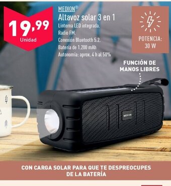 ALDI MEDION® Altavoz solar 3 en 1 oferta