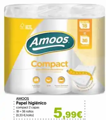 Hiper Usera AMOOS Papel higiénico compact 2 capas oferta