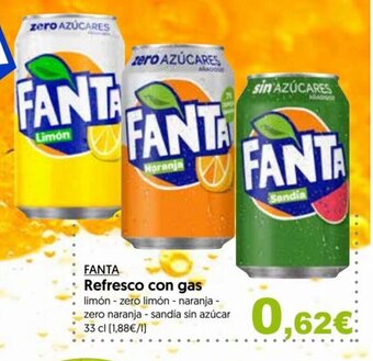 Hiper Usera FANTA Refresco con gas limón - zero limón - naranja - zero naranja - sandía sin azúcar 33 cl oferta