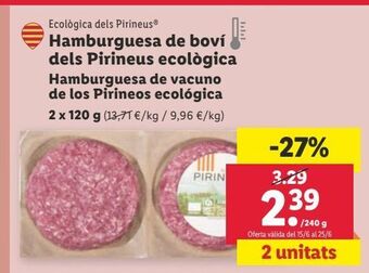 Lidl Hamburguesas de vacuno oferta