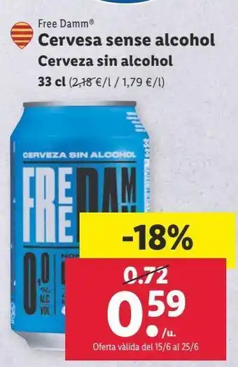 Lidl Cerveza sin alcohol free damm oferta