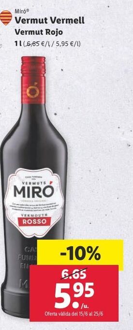 Lidl Vermouth rojo oferta