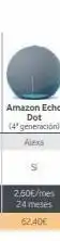 Vodafone Amazon echo dot (4 generación) alexa 2,50€/mes 24 meses 62,40€ oferta