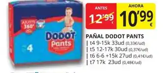 Supermercados MAS PAÑAL DODOT PANTS oferta