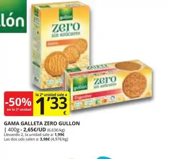 Supermercados MAS GAMA GALLETA ZERO GULLON oferta