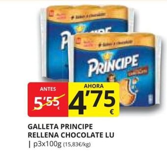 Supermercados MAS GALLETA PRINCIPE RELLENA CHOCOLATE LU oferta