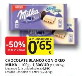 Supermercados MAS CHOCOLATE BLANCO CON OREO MILKA oferta