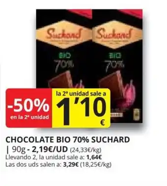 Supermercados MAS CHOCOLATE BIO 70% SUCHARD oferta