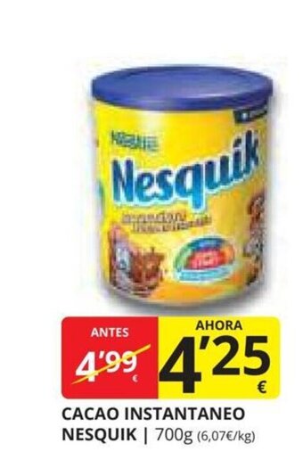 Supermercados MAS CACAO INSTANTANEO NESQUIK oferta