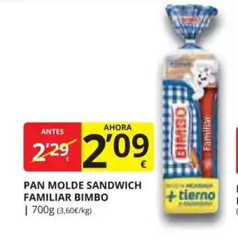 Supermercados MAS PAN MOLDE SANDWICH FAMILIAR BIMBO oferta