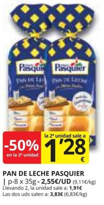 Supermercados MAS PAN DE LECHE PASQUIER oferta
