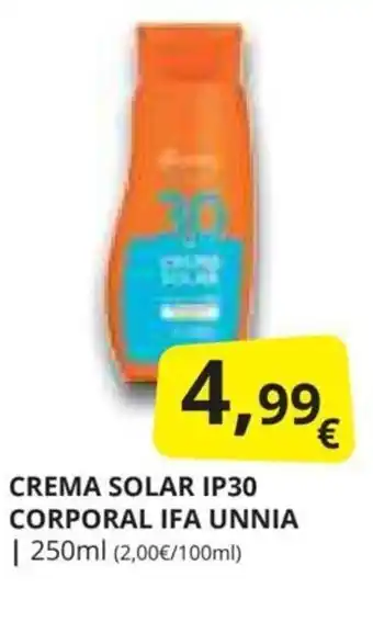 Supermercados MAS CREMA SOLAR IP30 CORPORAL IFA UNNIA oferta