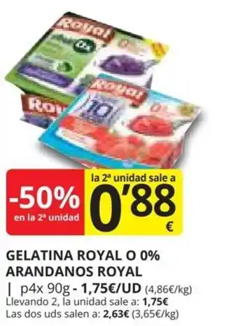 Supermercados MAS GELATINA ROYAL O 0% ARANDANOS ROYAL oferta