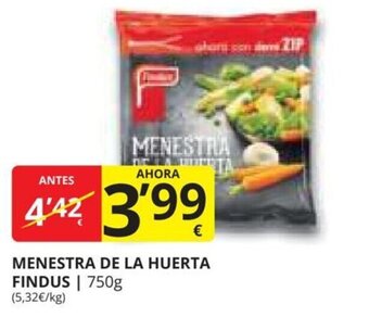 Supermercados MAS MENESTRA DE LA HUERTA FINDUS oferta