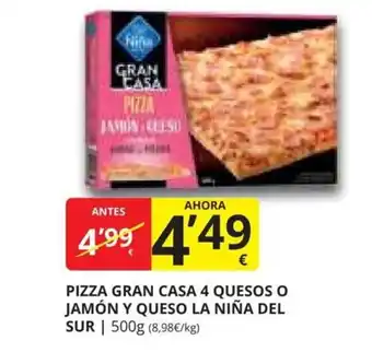 PIZZA GRAN CASA 4 QUESOS O JAMÓN Y QUESO LA NIÑA DEL SUR
