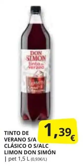 Supermercados MAS TINTO DE VERANO S/A CLÁSICO O S/ALC LIMON DON SIMÓN oferta