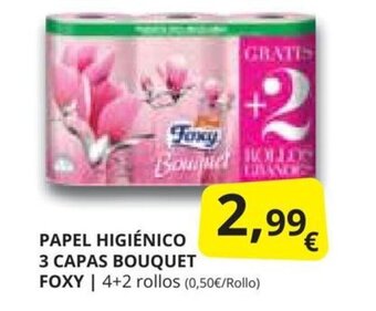 Supermercados MAS PAPEL HIGIÉNICO 3 CAPAS BOUQUET FOXY oferta