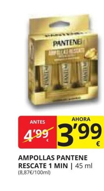 Supermercados MAS AMPOLLAS PANTENE RESCATE 1 MIN oferta