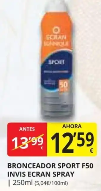 Supermercados MAS BRONCEADOR SPORT F50 INVIS ECRAN SPRAY oferta
