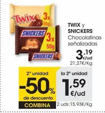 Eroski Snickers chocolatina pack 3x50 g oferta