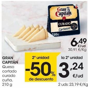 Eroski Gran capitan queso cortado curado cuña oferta