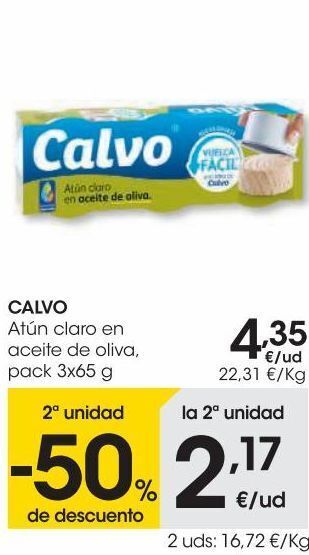 Eroski Calvo atún claro en aceite de oliva oferta